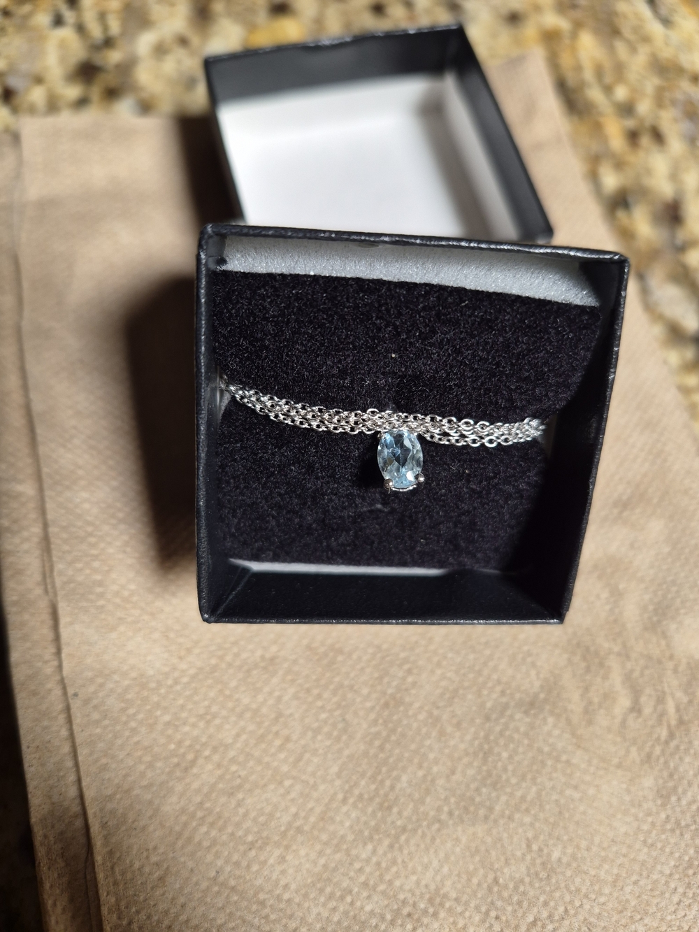 Sterling Silver Blue Topaz Pendant Necklace